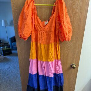 Farm Rio for Anthropologie Color Block Dress